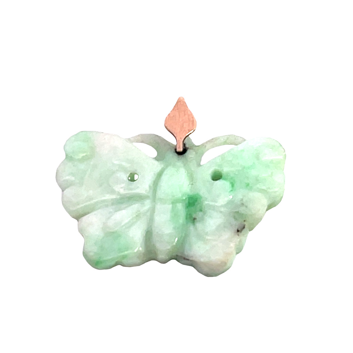 Modern 14KY gold and jade butterfly pendant