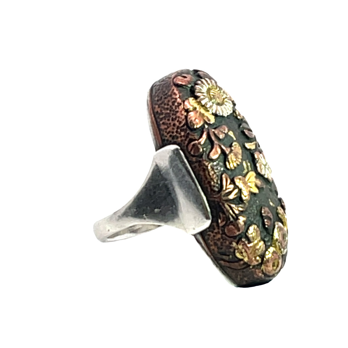 Modern Sterling Silver Shakudo Ring