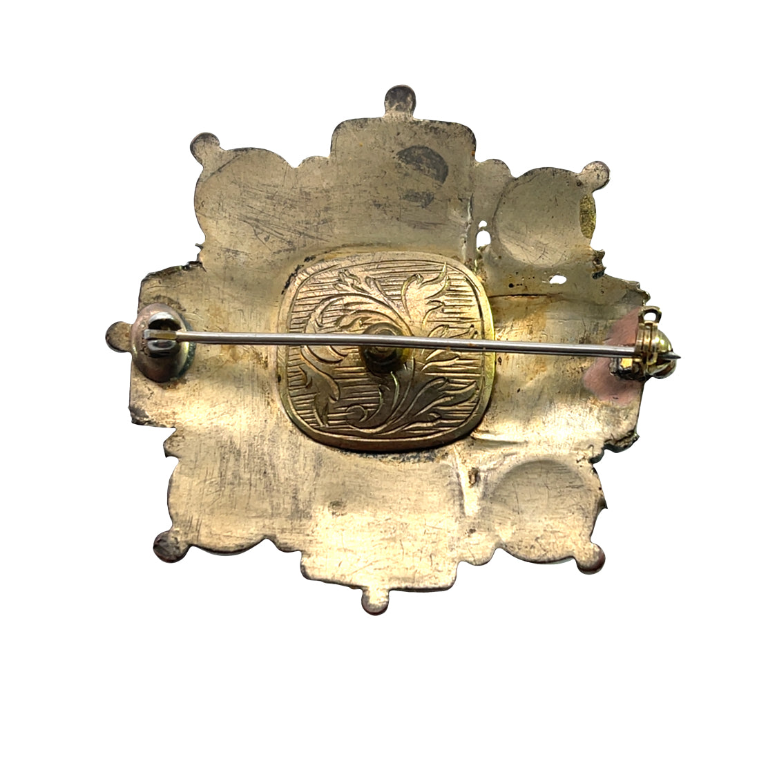 Victorian Gold over Brass banded agate brooch