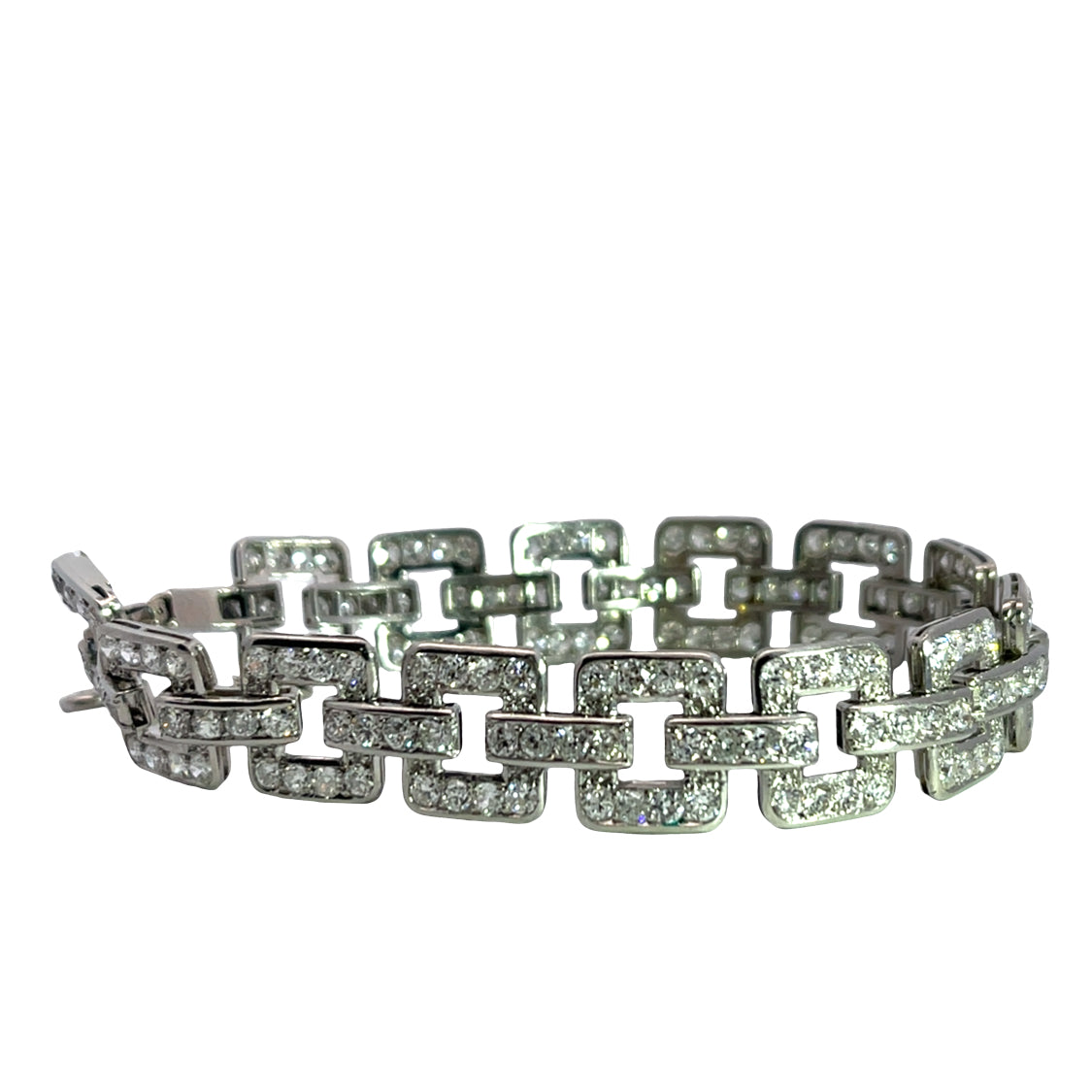 Art Deco Platinum, 18Kwhite gold and 7 CTTW of natural diamonds, link bracelet