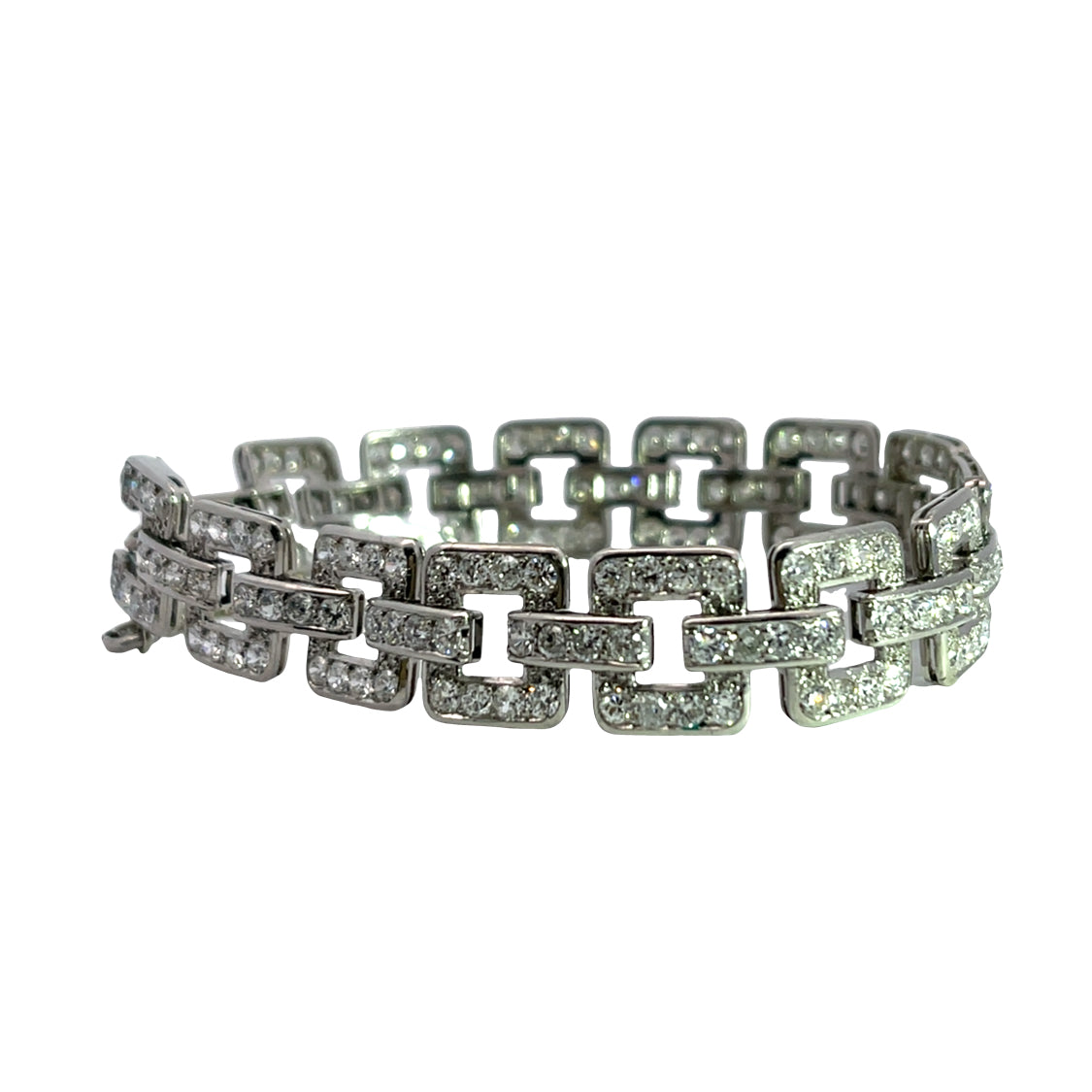 Art Deco Platinum, 18Kwhite gold and 7 CTTW of natural diamonds, link bracelet