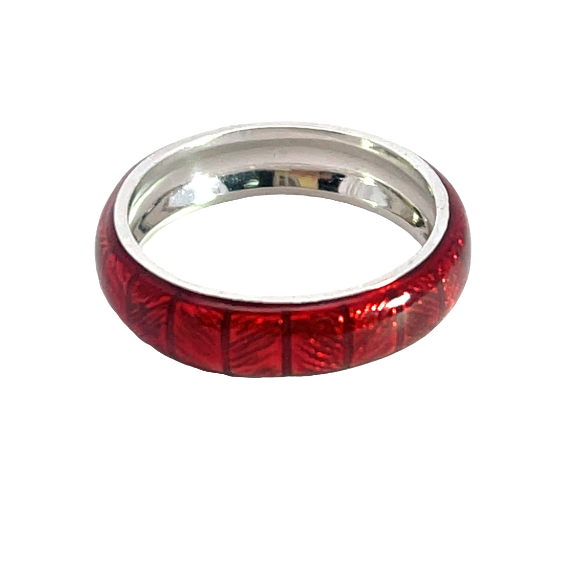 Victorian 18K white gold and red enamel band ring