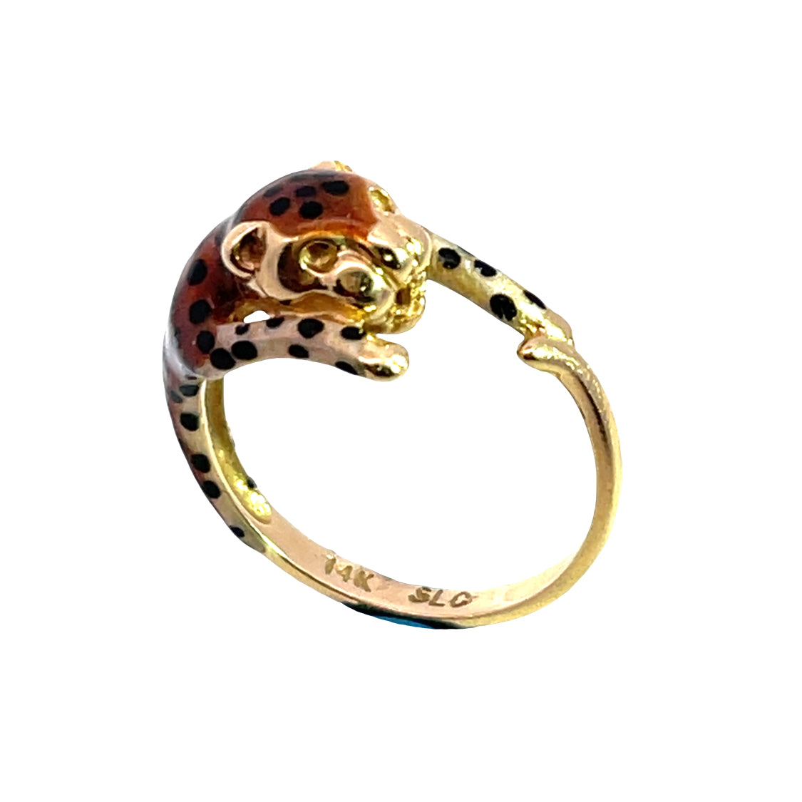 Modern 14KY gold enamel ring