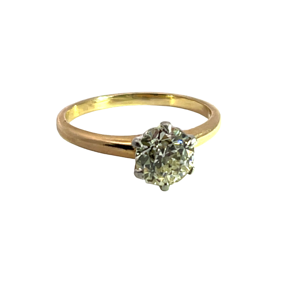 Victorian 14KY gold and platinum diamond solitaire ring