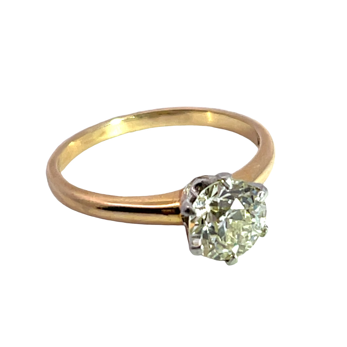Victorian 14KY gold and platinum diamond solitaire ring