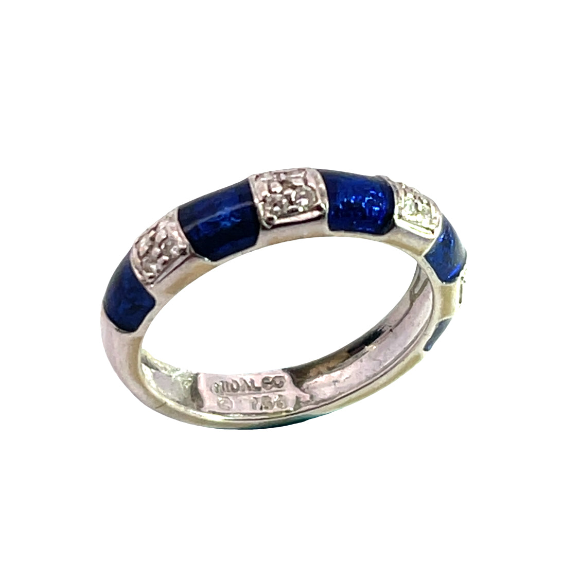 Modern 18K white gold, diamond and enamel 'Hidalgo' band