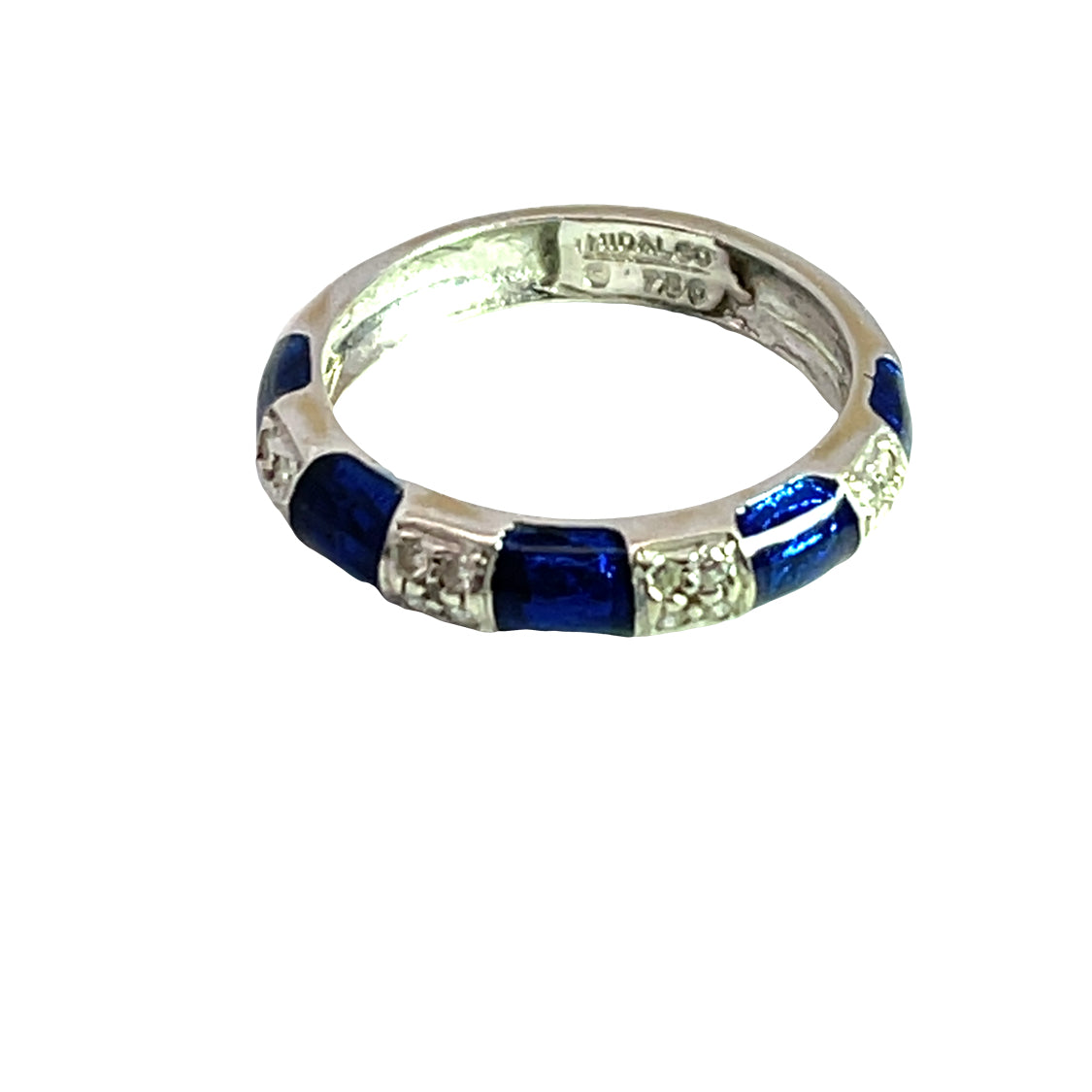 Modern 18K white gold, diamond and enamel 'Hidalgo' band