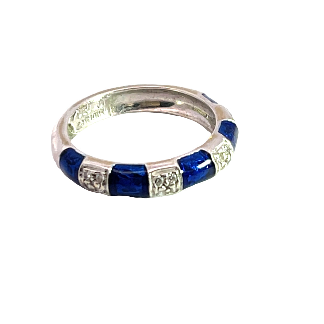 Modern 18K white gold, diamond and enamel 'Hidalgo' band