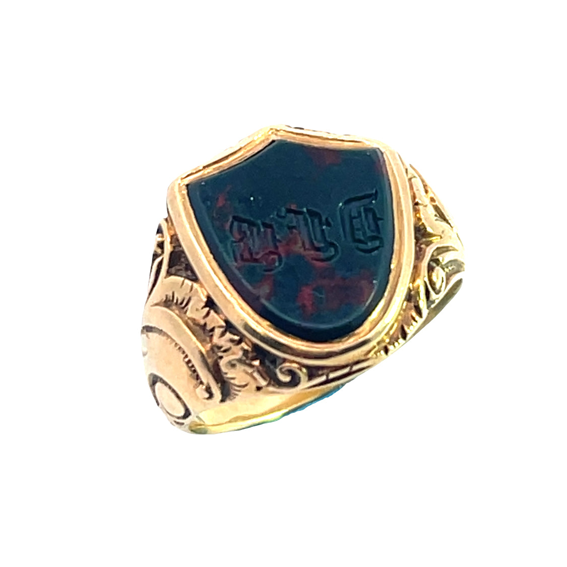 Victorian 14KY gold and bloodstone signet style ring