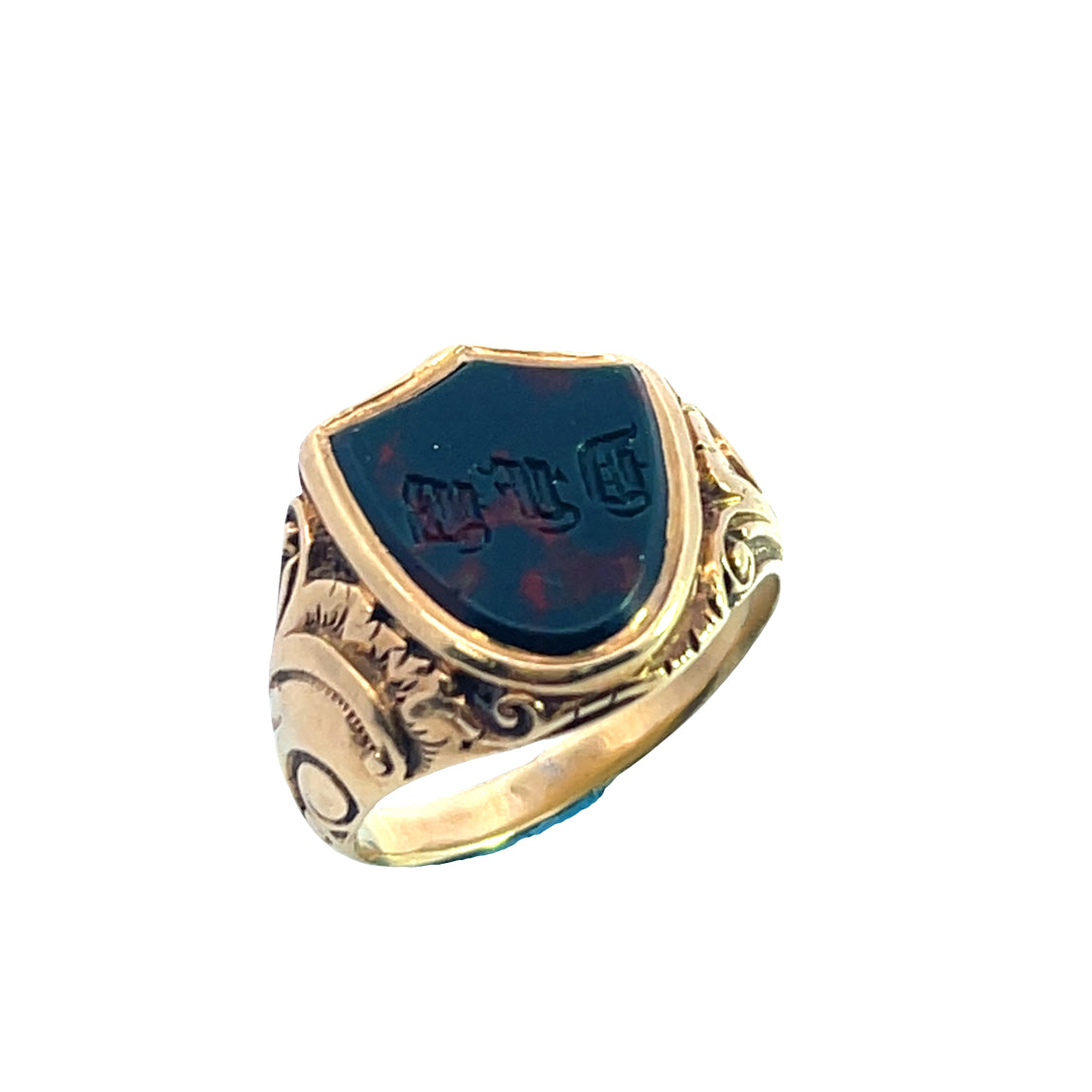 Victorian 14KY gold and bloodstone signet style ring