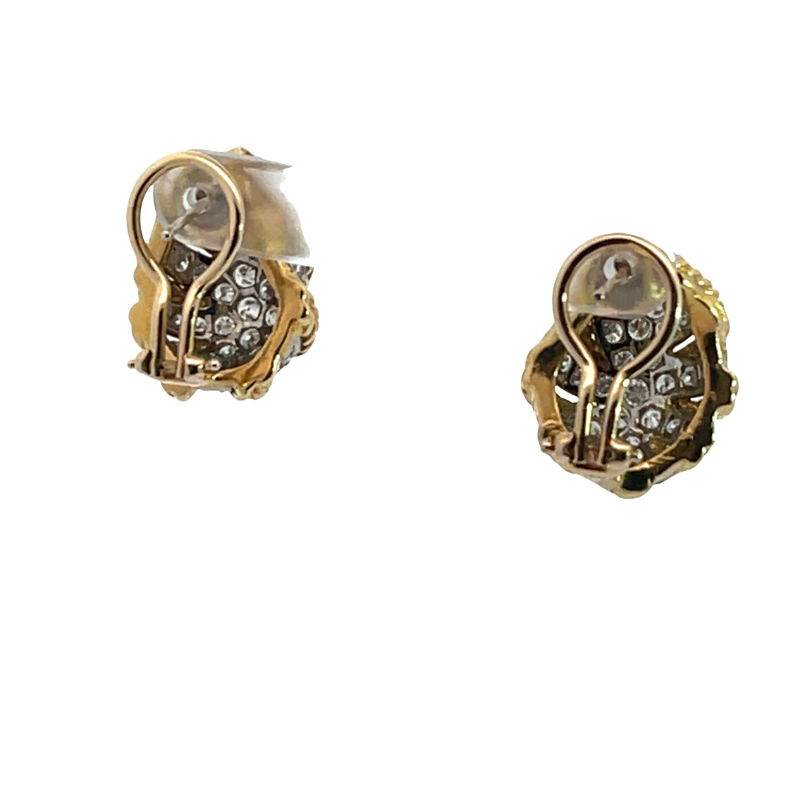 Modern 14KY and white gold and diamond clip pierced earrings