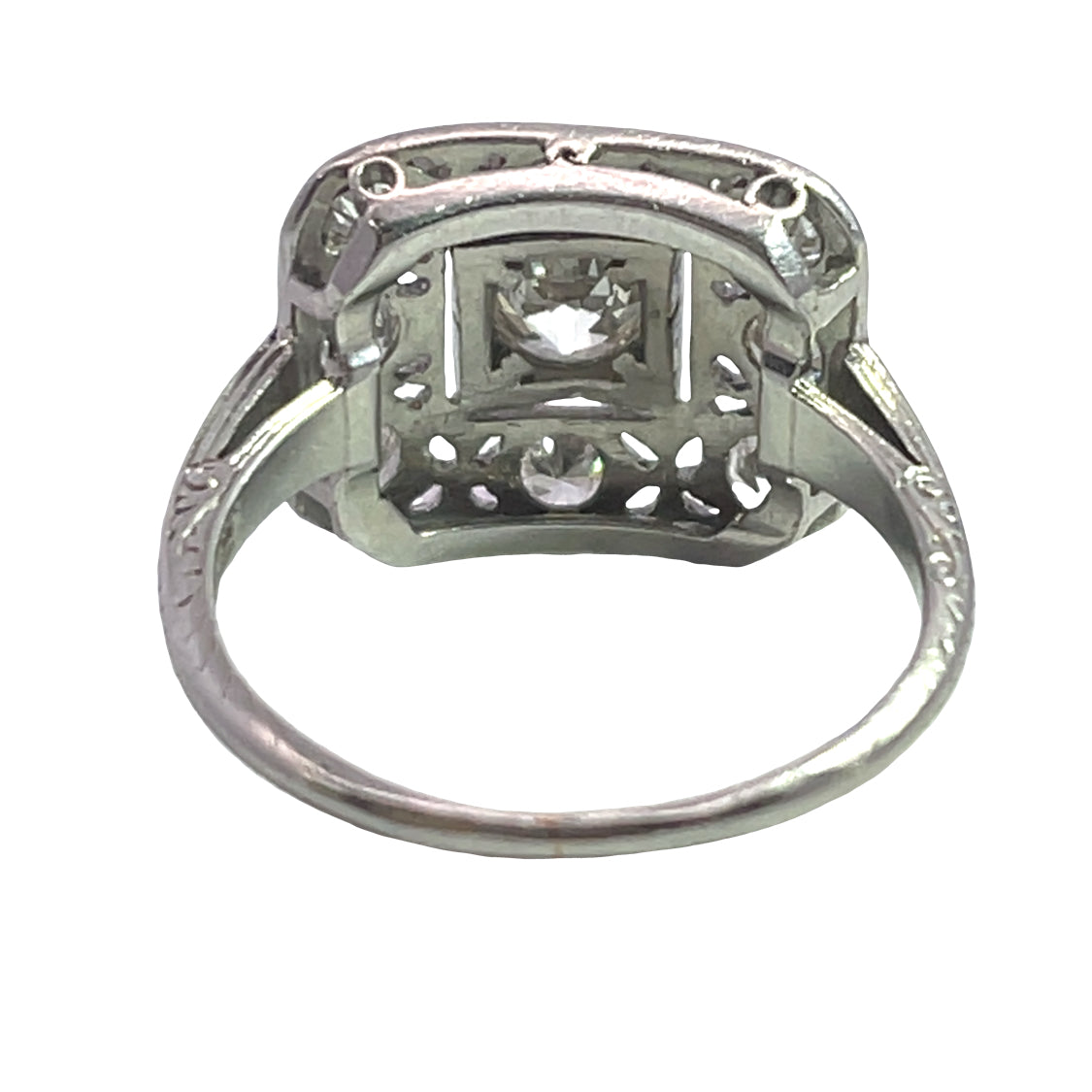 Art Deco 14K white gold and diamond ring