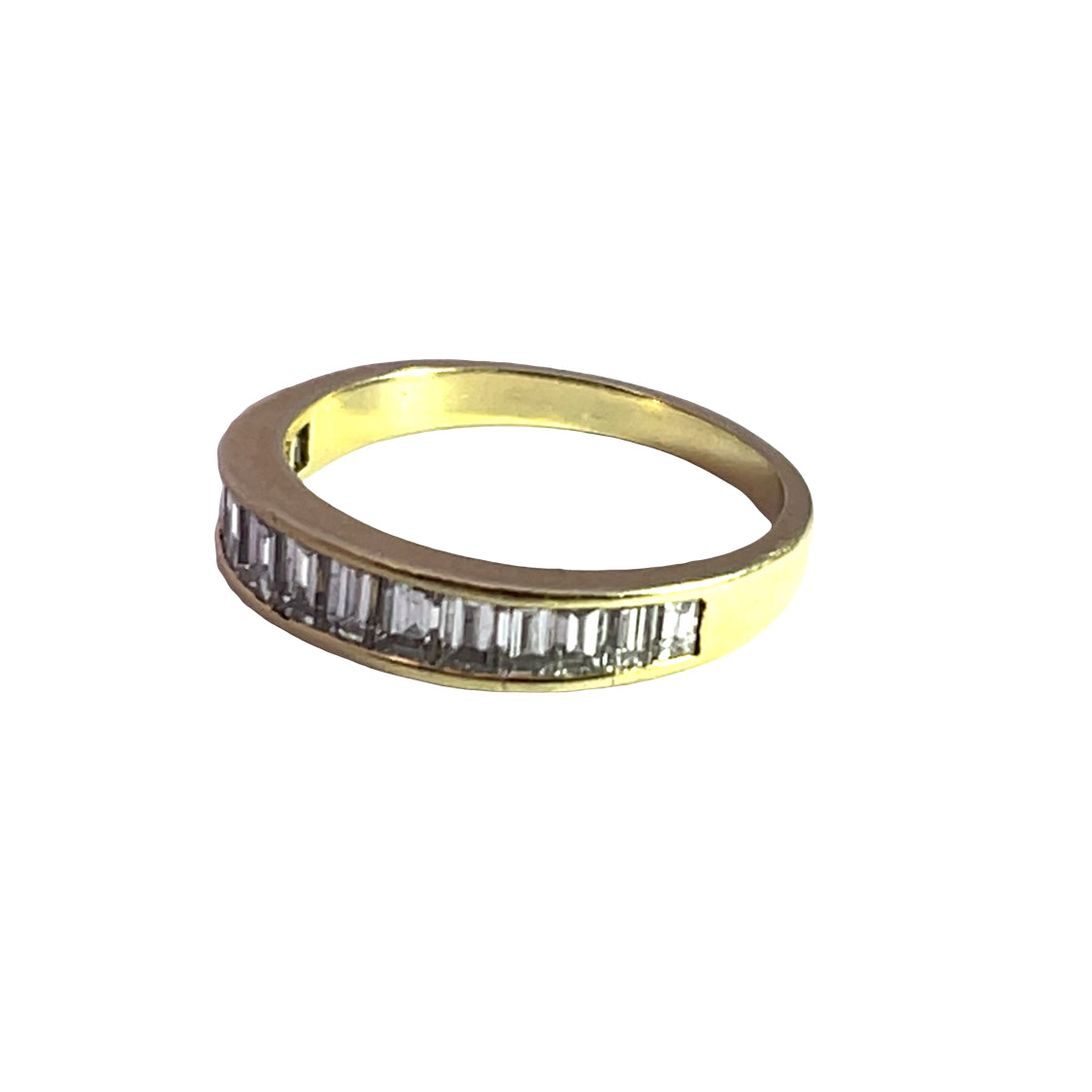 Modern 18KY gold and channel set diamond baguette ring
