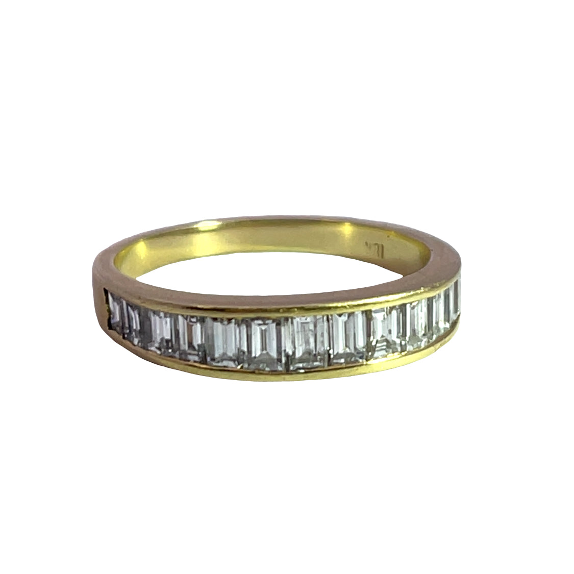 Modern 18KY gold and channel set diamond baguette ring