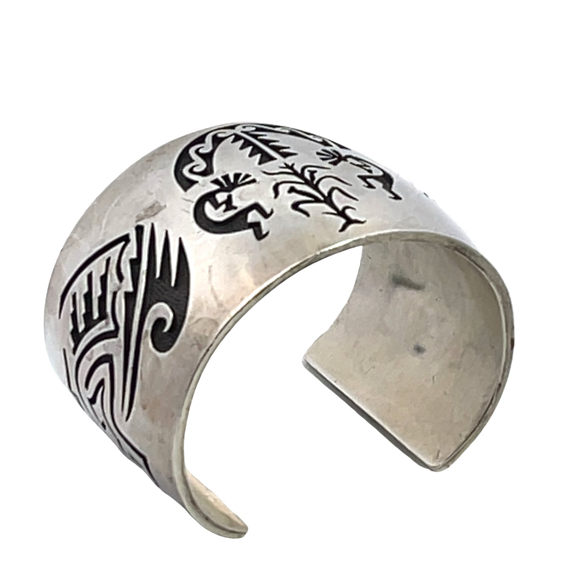 Native American Sterling Silver overlay cuff Kokopelli bracelet