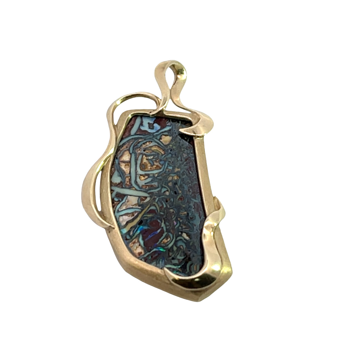 Modern 18KY, Koroite black opal pendant