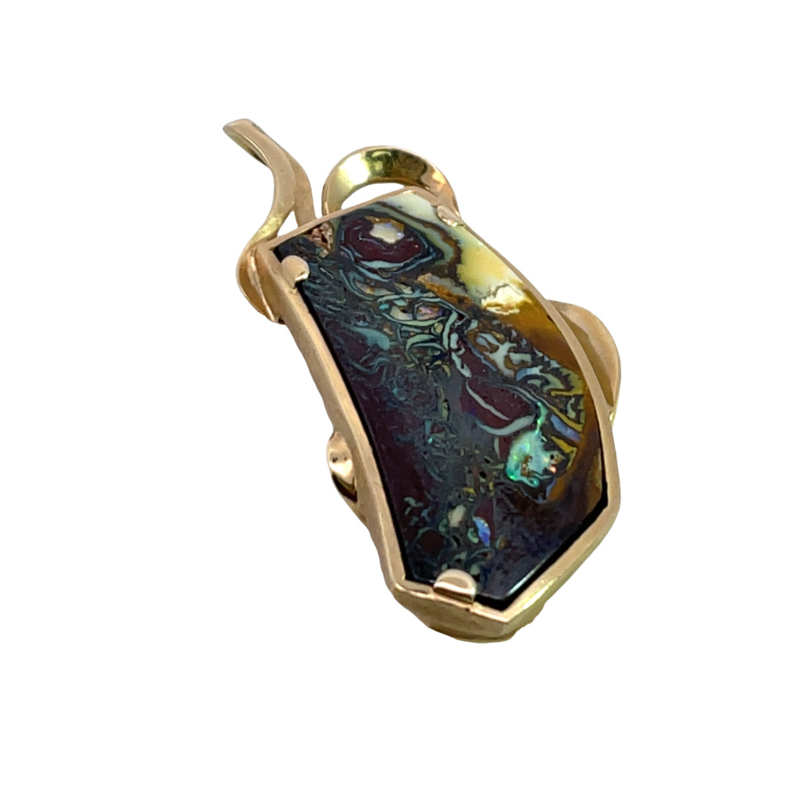 Modern 18KY, Koroite black opal pendant