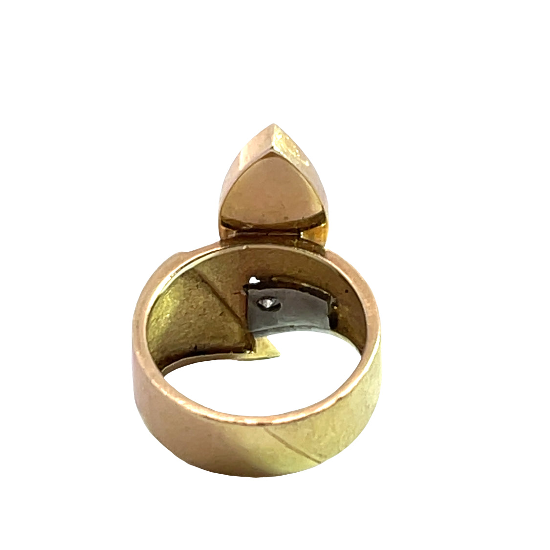 Modern 14KY gold, diamond and Lightning Ridge opal ring