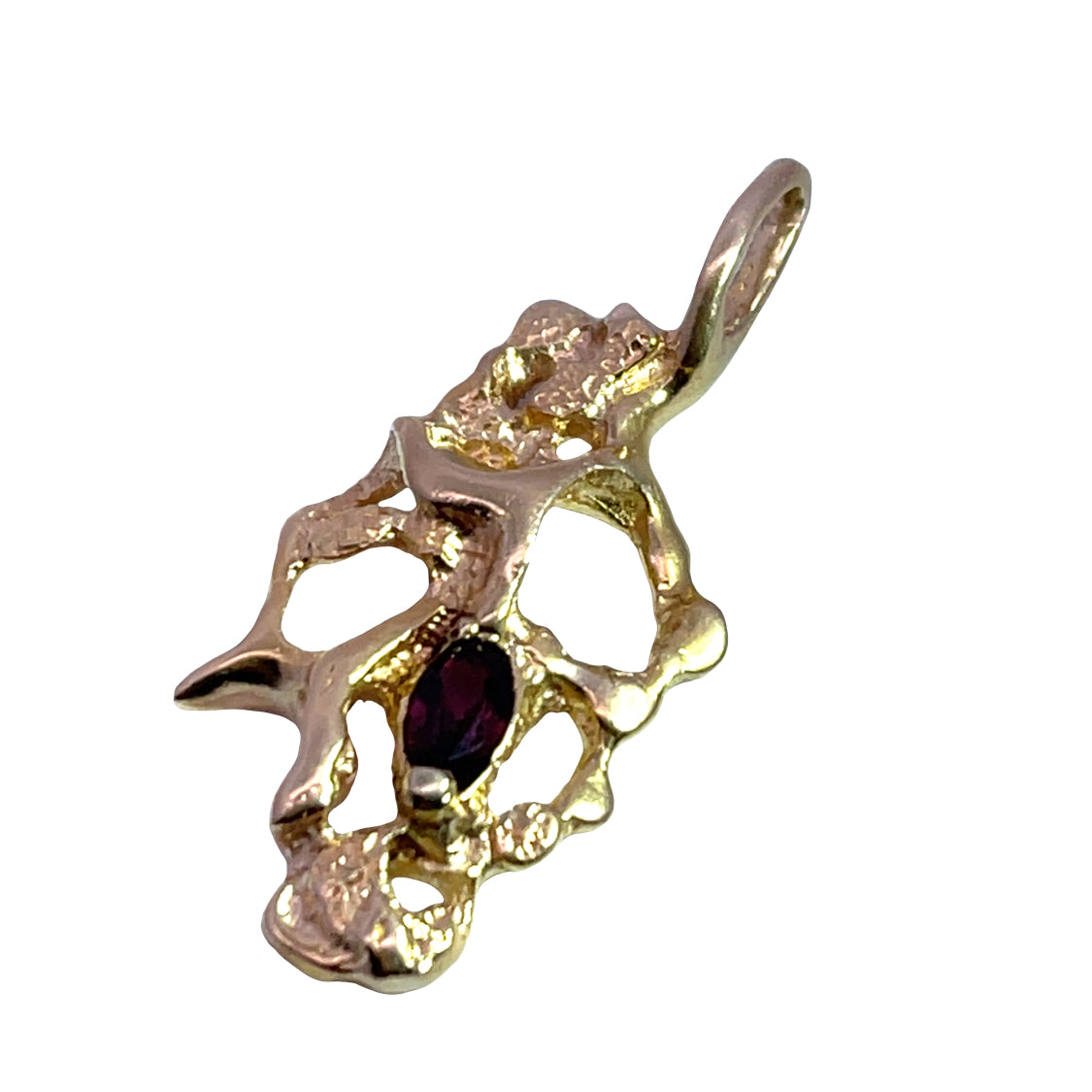 Brutalist 14KY gold and ruby pendant