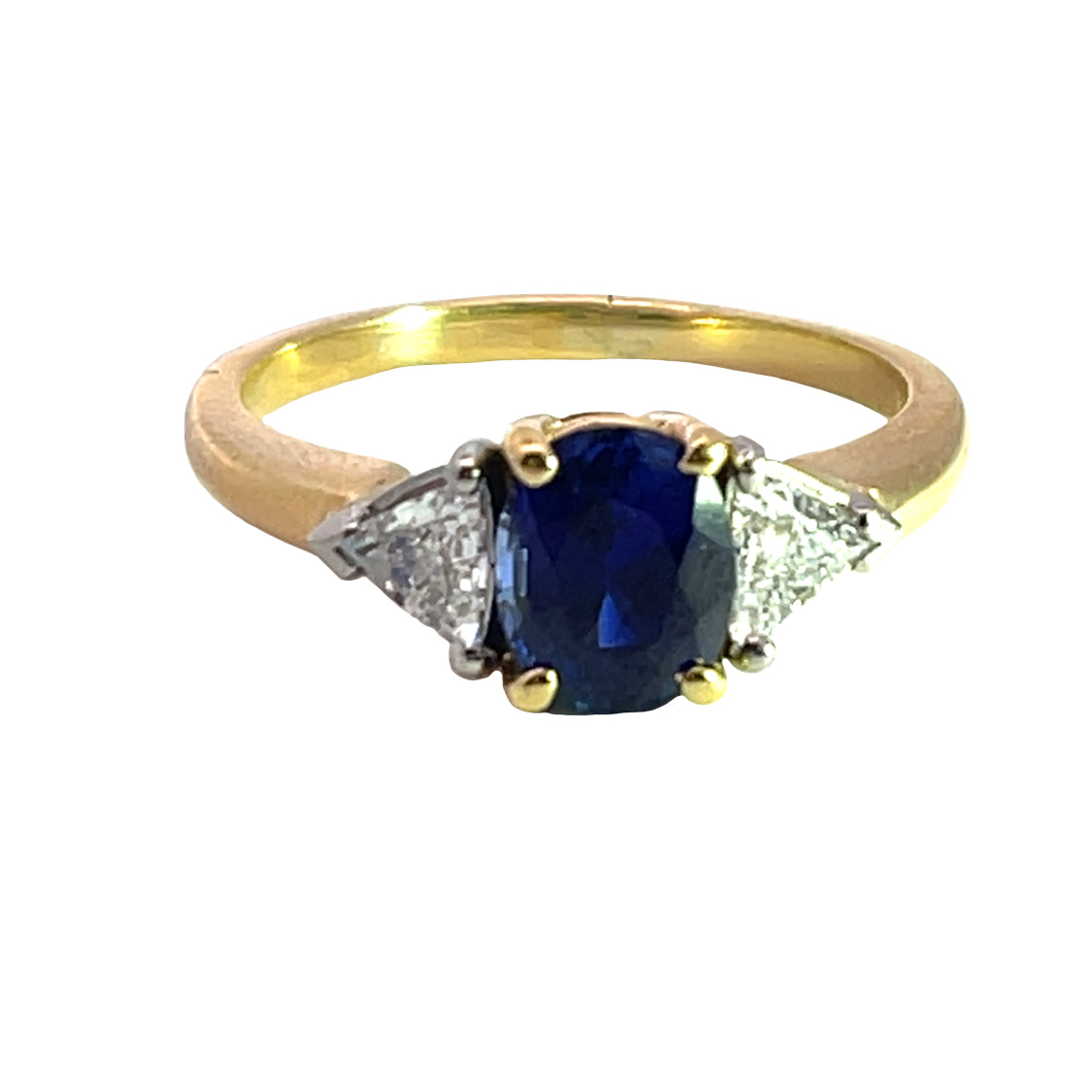 Modern 18KYellow gold, platinum and natural sapphire ring