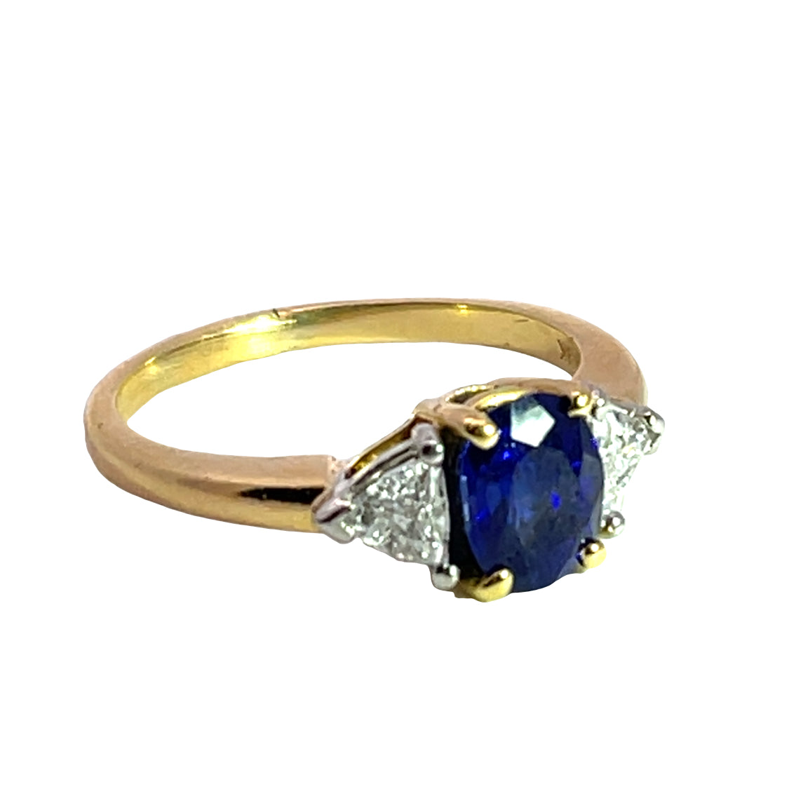 Modern 18KYellow gold, platinum and natural sapphire ring