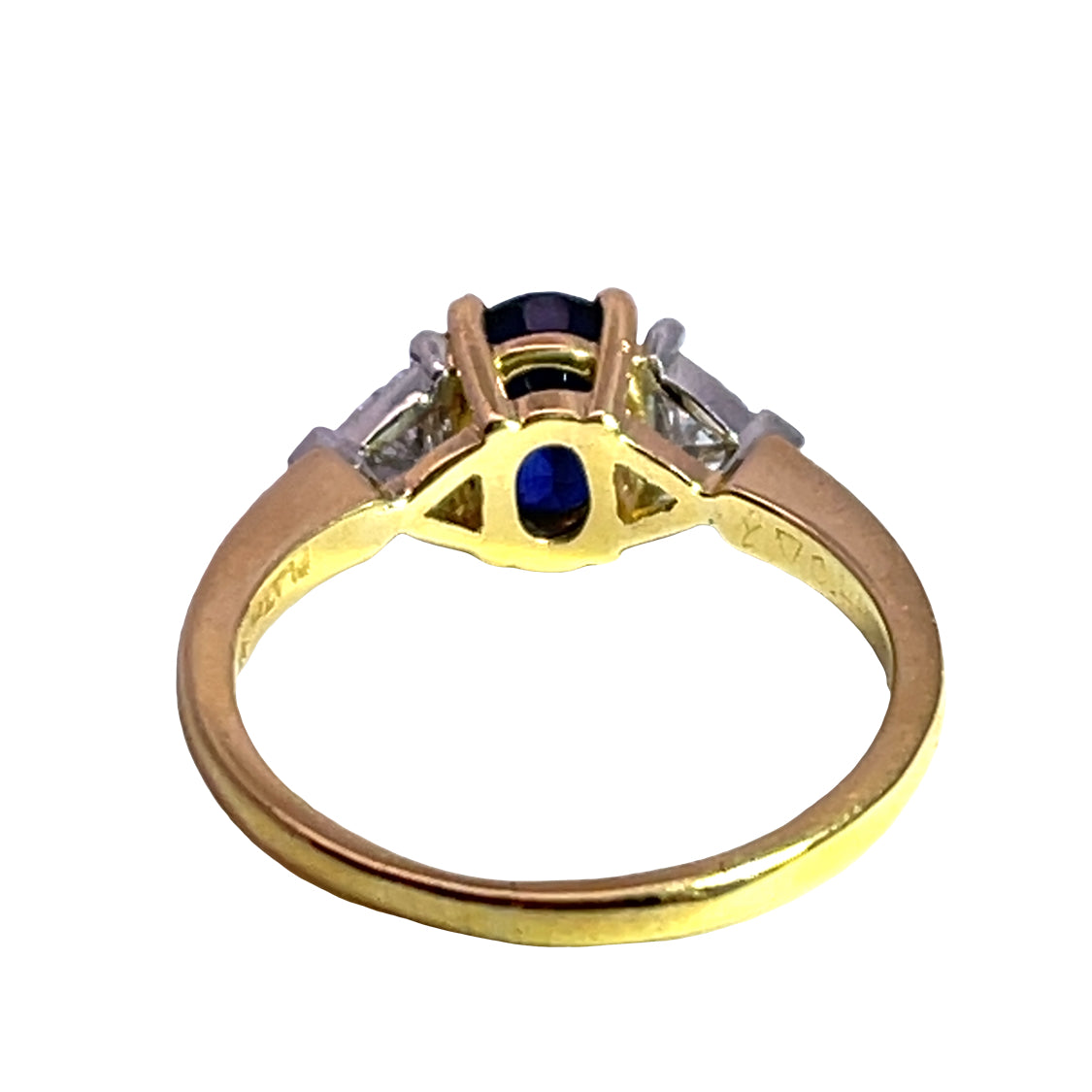 Modern 18KYellow gold, platinum and natural sapphire ring