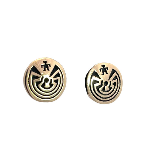 Native American Gold overlay and sterling silver Watson Honanie post earrings