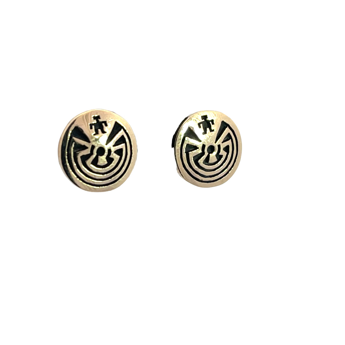 Native American Gold overlay and sterling silver Watson Honanie post earrings