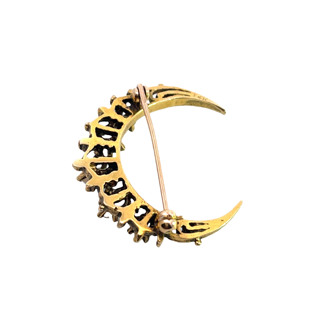 Victorian 14KY gold and opal crescent moon pin