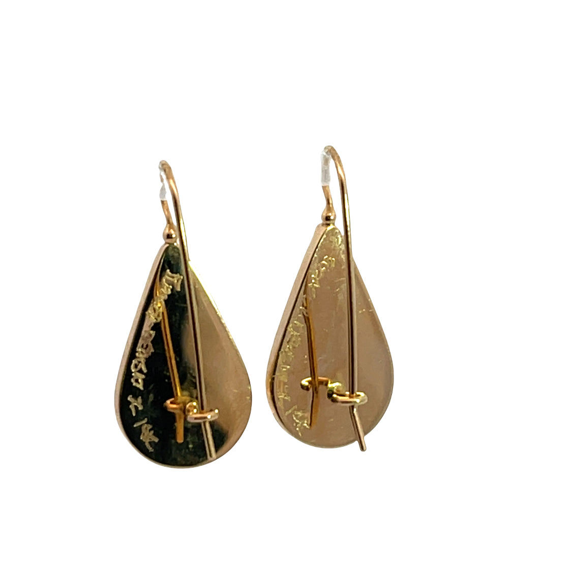 Modern 14KY gold enamel and opal earrings