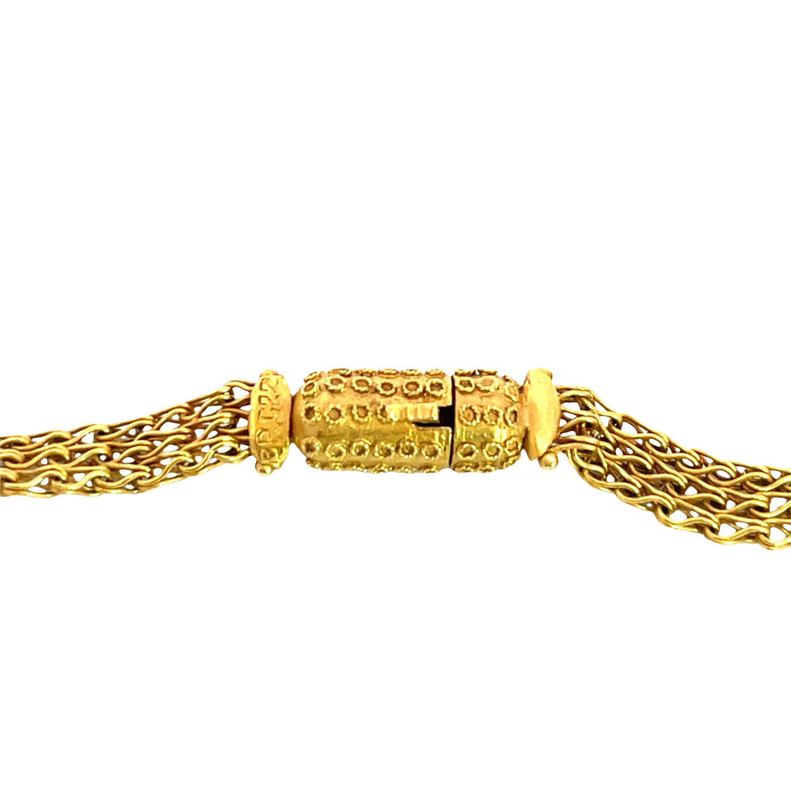 Victorian Etruscan Revival 22KY gold and blue enamel amphorae drop handmade necklace.