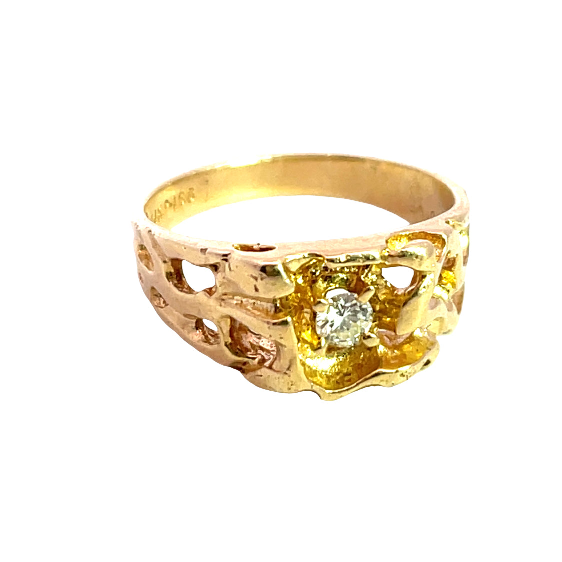 Brutalist 14KY gold and diamond ring