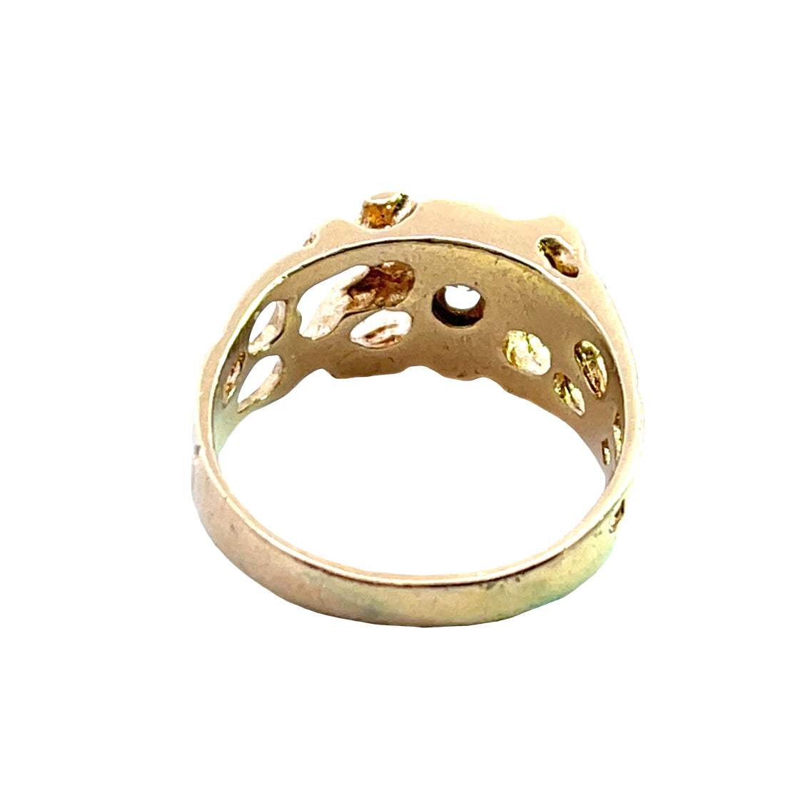 Brutalist 14KY gold and diamond ring