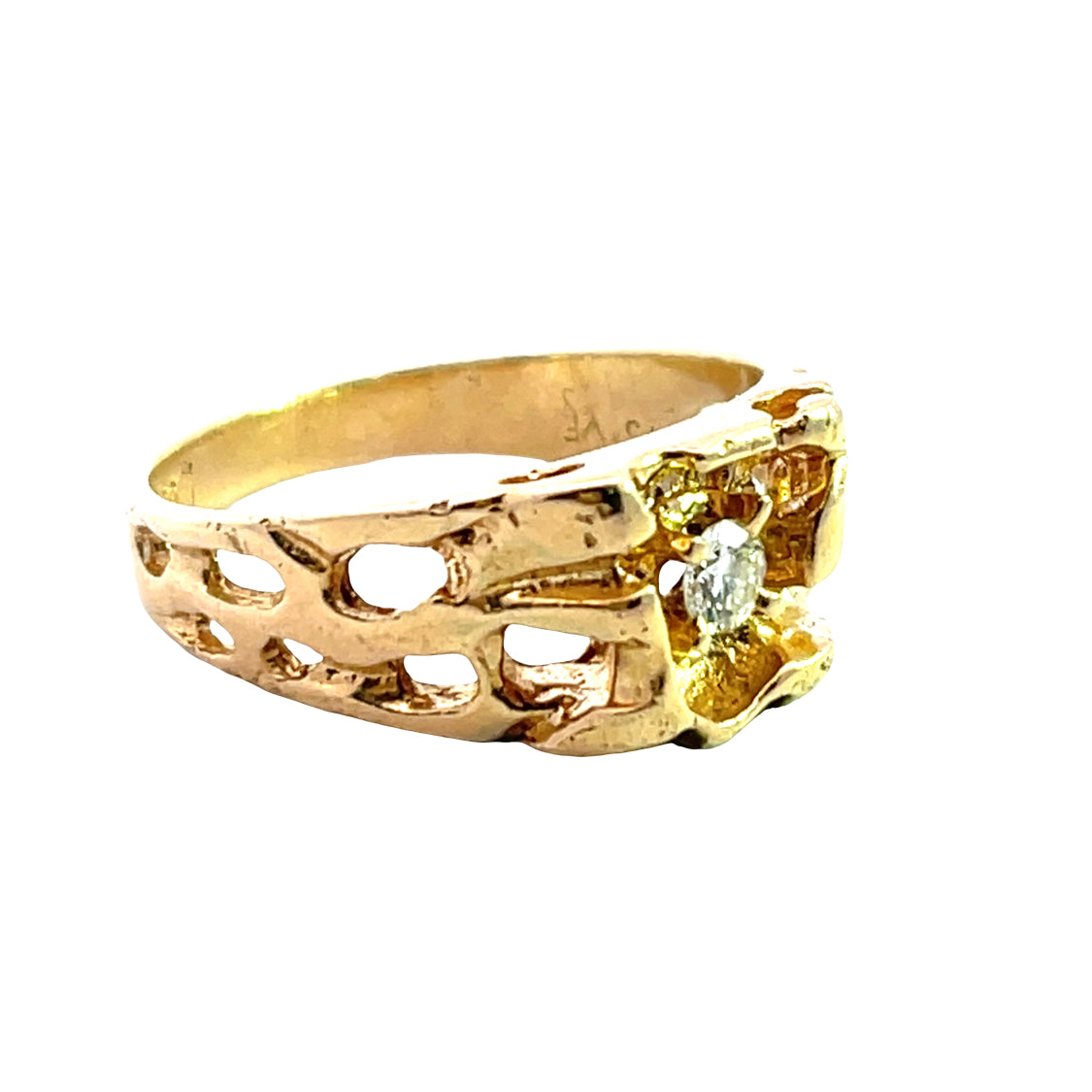 Brutalist 14KY gold and diamond ring