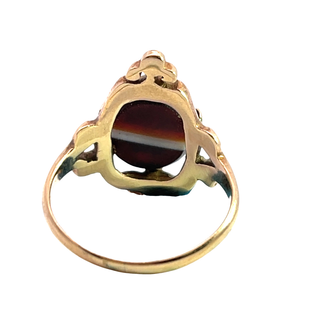 Victorian 14KY gold and banded agate Lion intaglio ring