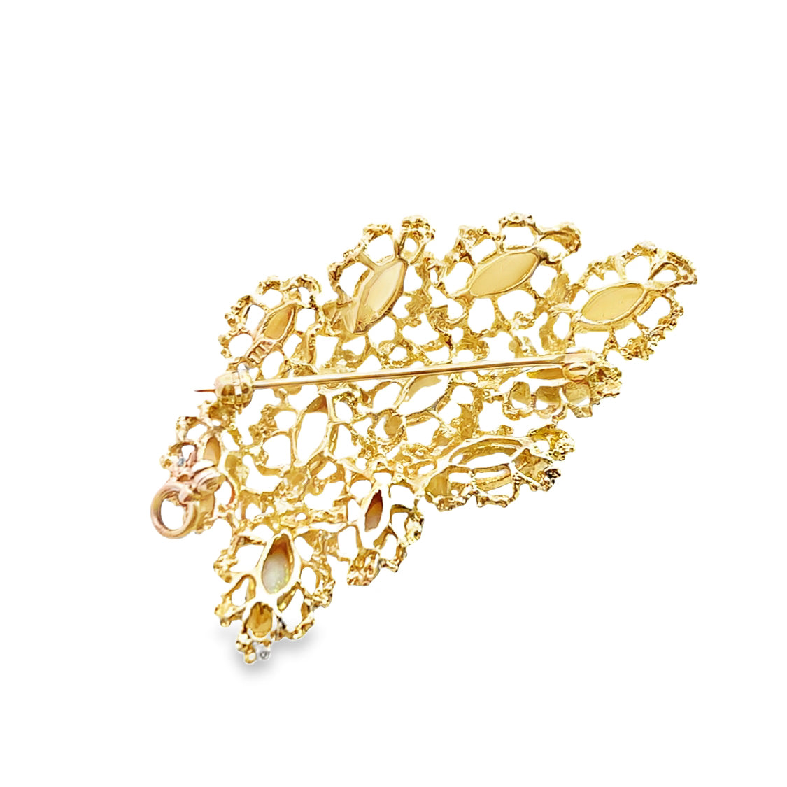 Brutalist 18KY gold, diamond and opal pin/ pendant