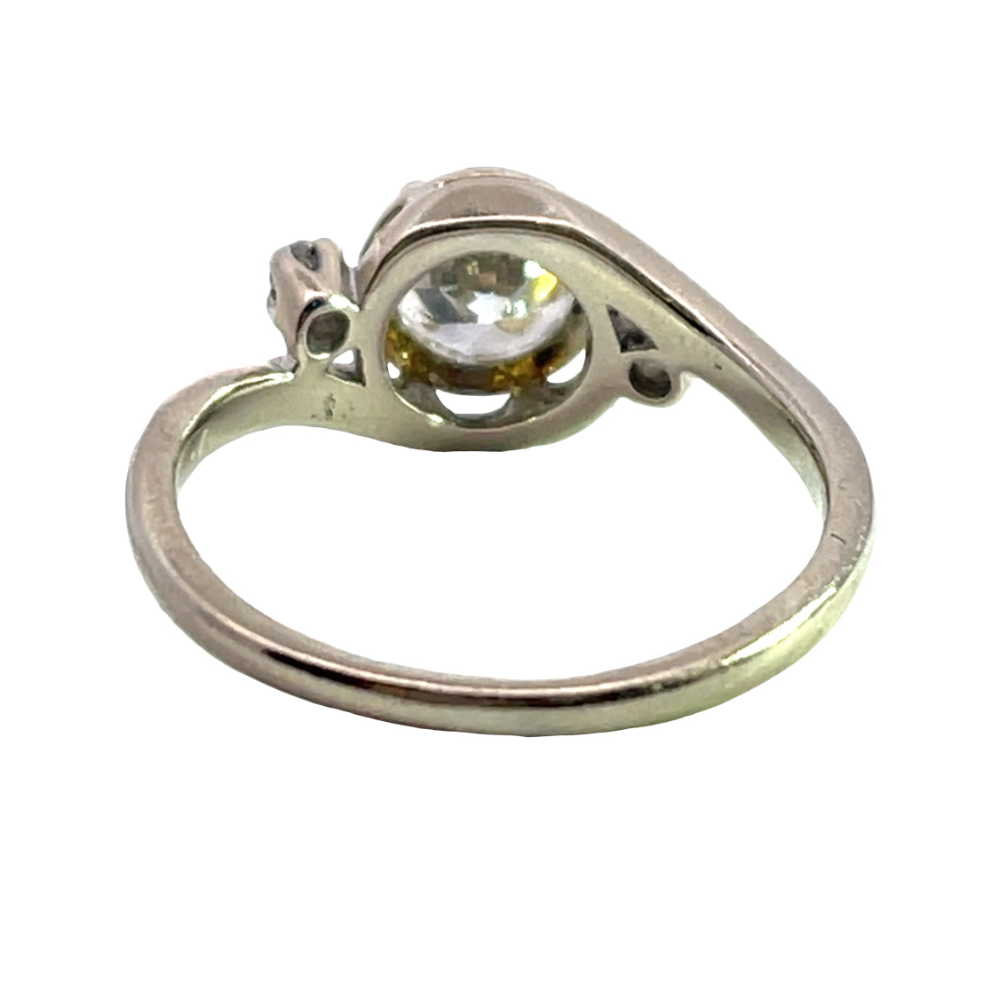 Modern 14K white gold and diamond engagement ring