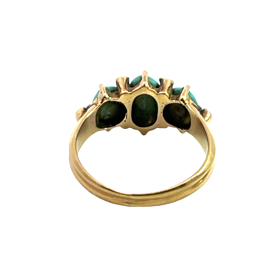 Victorian 14KY gold, Persian turquoise and rose cut diamond ring
