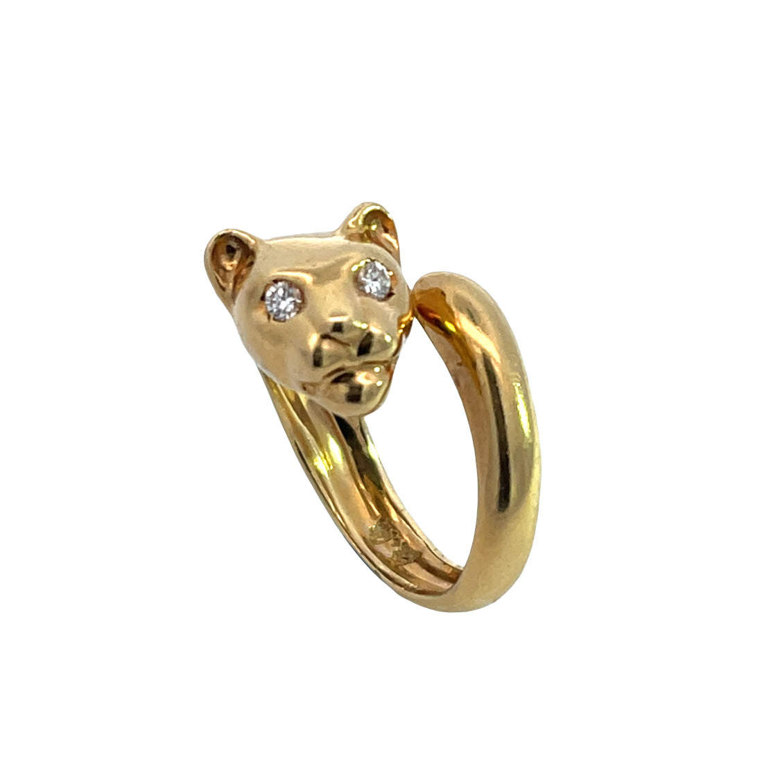 Modern 18KY gold and diamond Jaguar ring