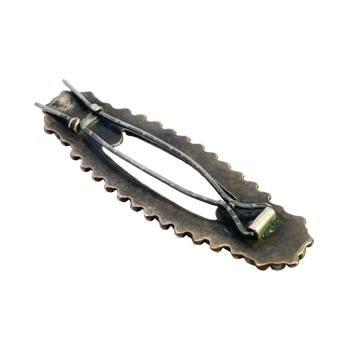 Native American Sterling Silver and petit pointe turquoise barrette