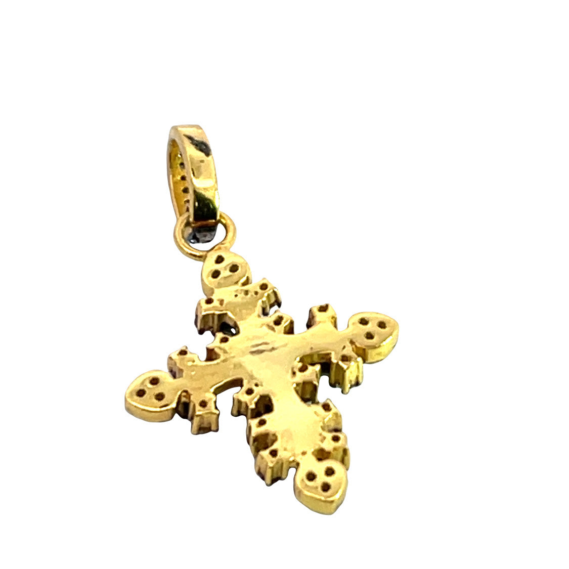 Modern Pendant with Byzantine Bronze cross, sterling silver, gold plating and natural diamond pendant
