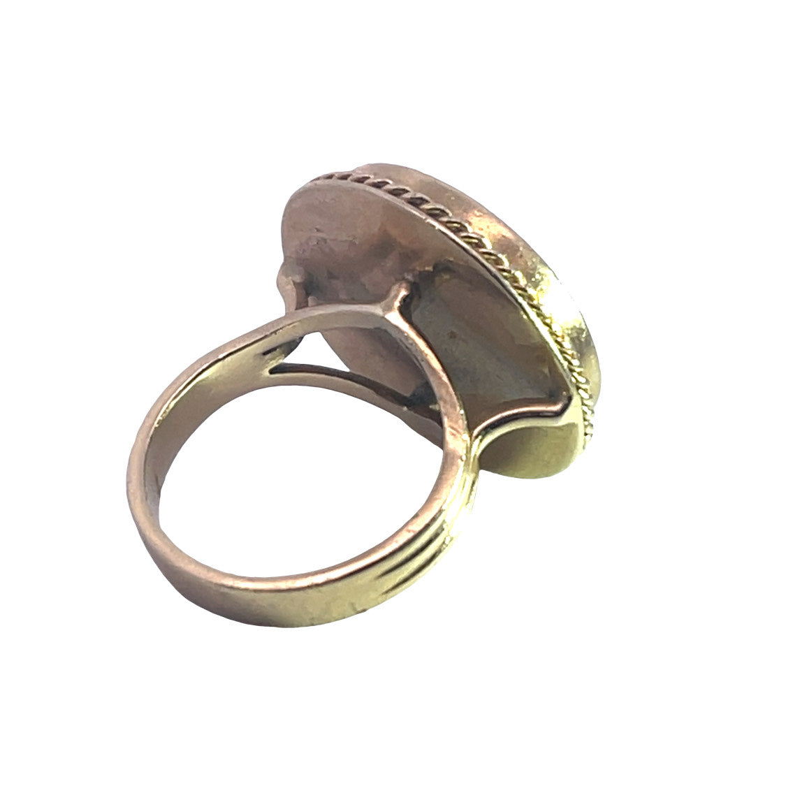 Vintage Japanese Satsuma porcelain set in a modern 14KY gold ring