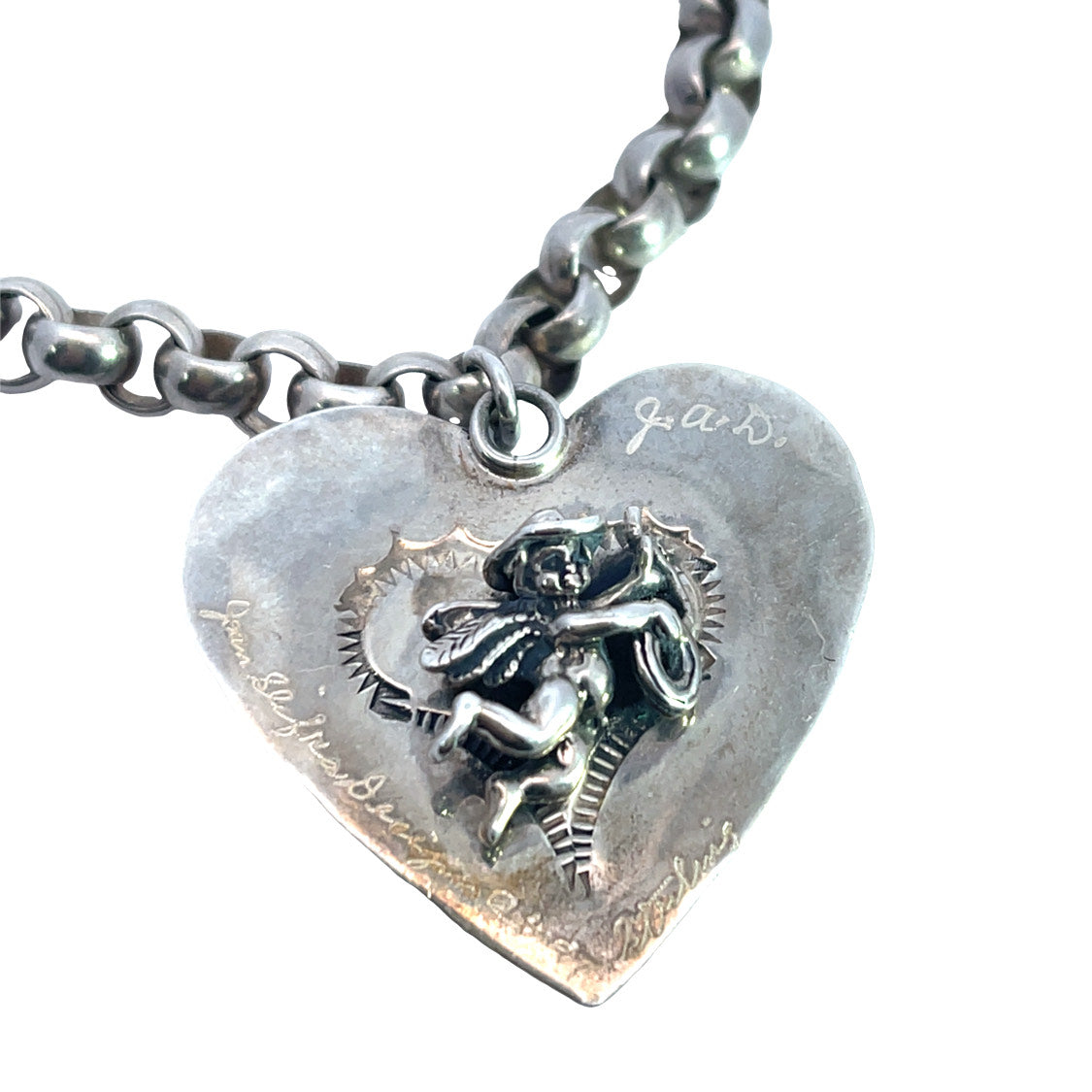 Modern Sterling Silver and Lapis Joan Slifka Cowboy Cupid charm bracelet