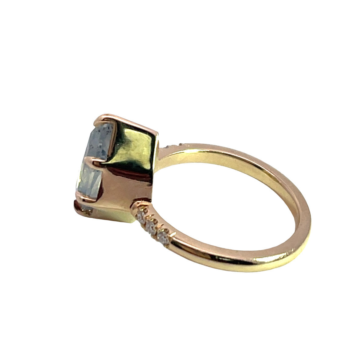 Modern 14KY gold Montana Sapphire and diamond ring