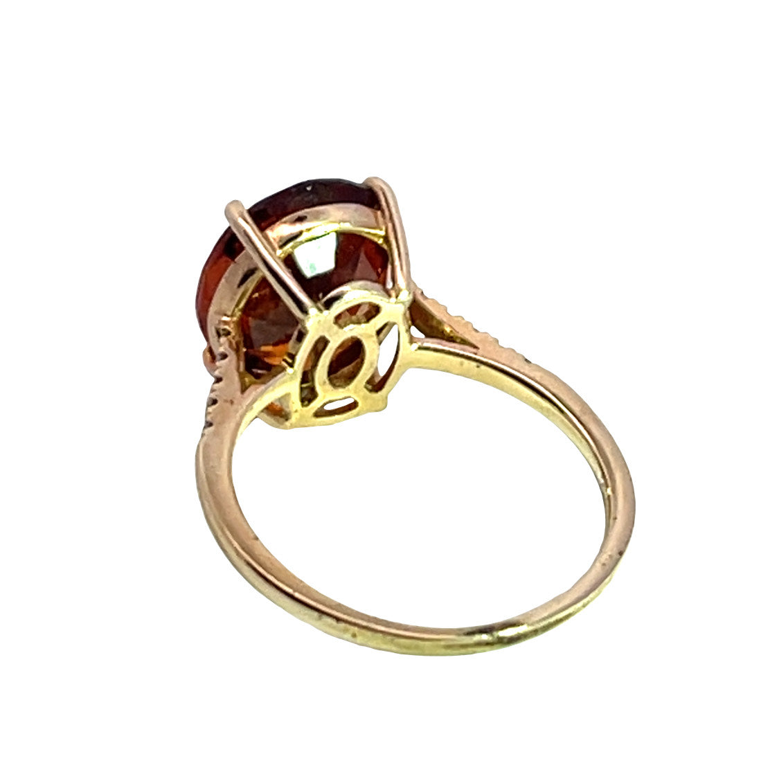 Modern 14KY gold, hessonite garnet and diamond ring