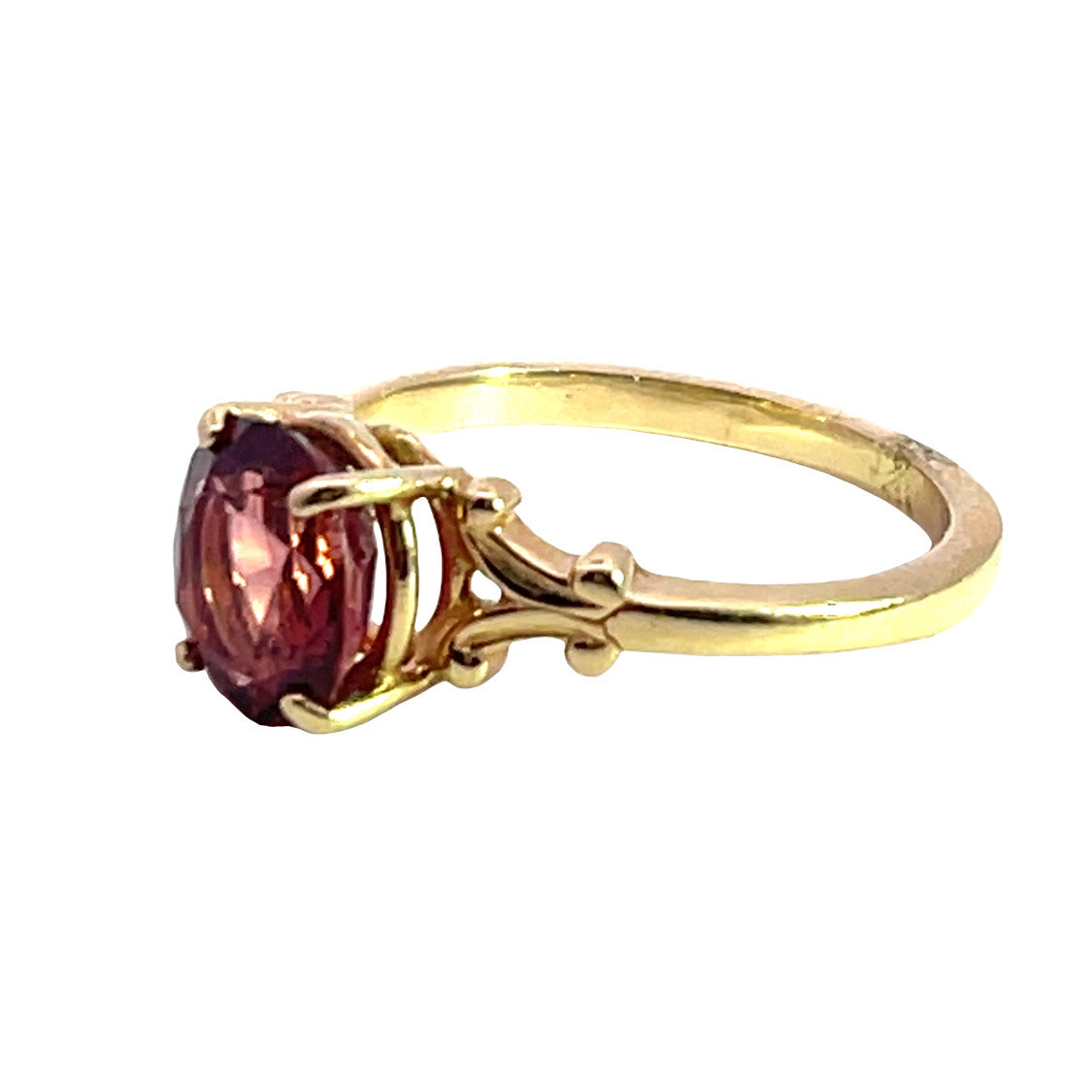 Modern 14KY gold 'apricot' colored spinel ring