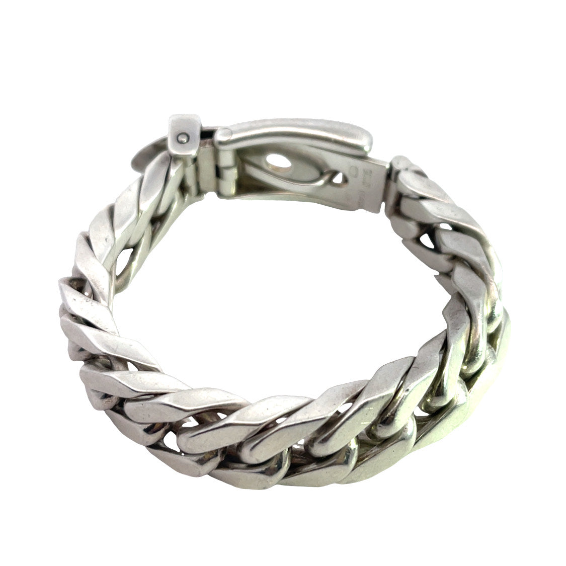 Modern Sterling Silver Gucci belt buckle bracelet