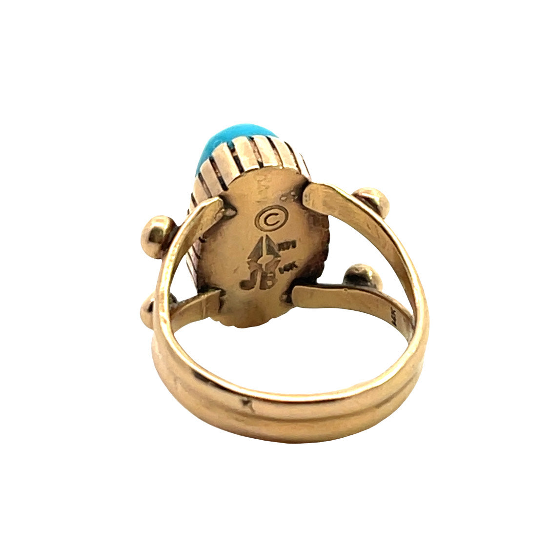 Native American 14KY gold and turquoise ring