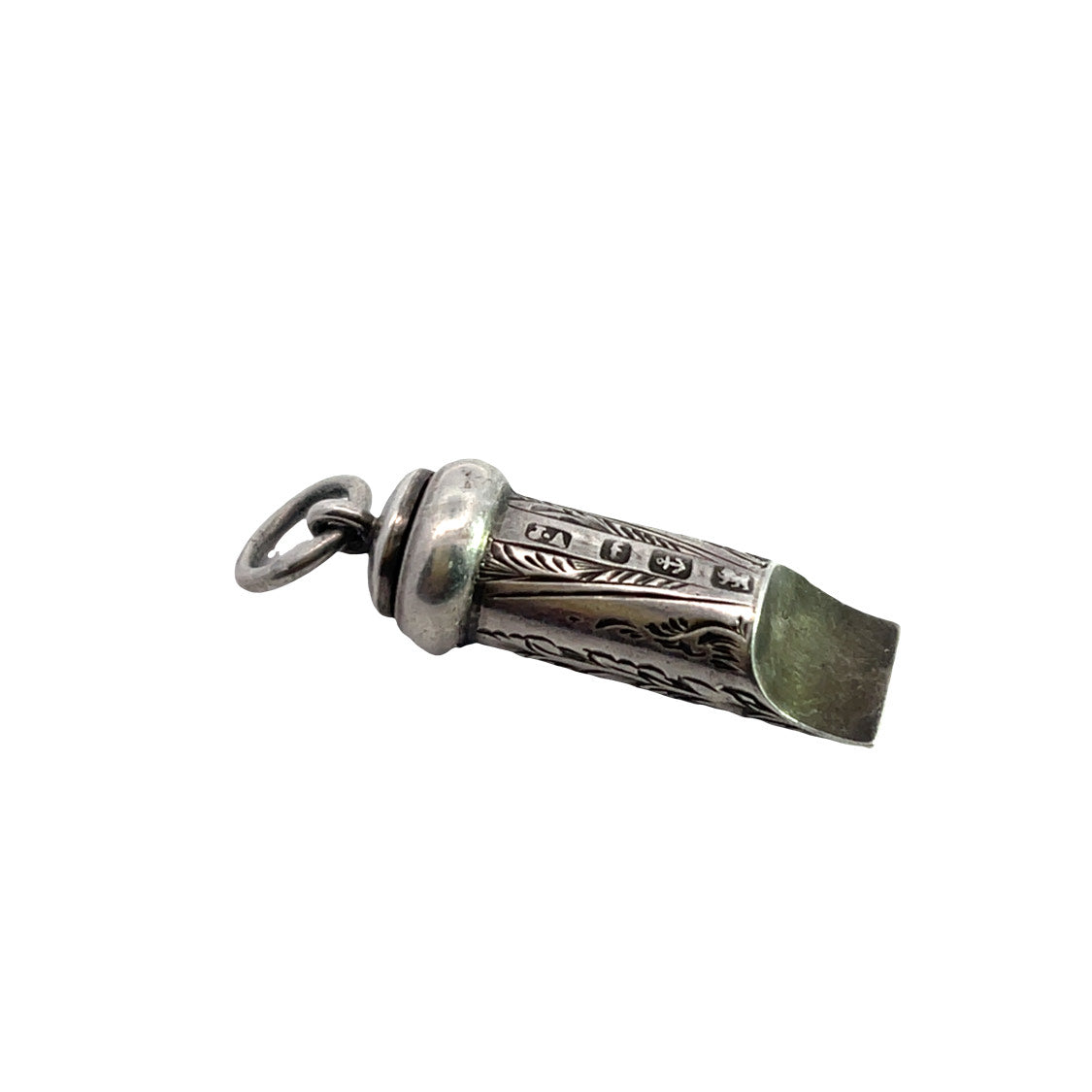 Victorian Sterling Silver Floral Nanny whistle pendant