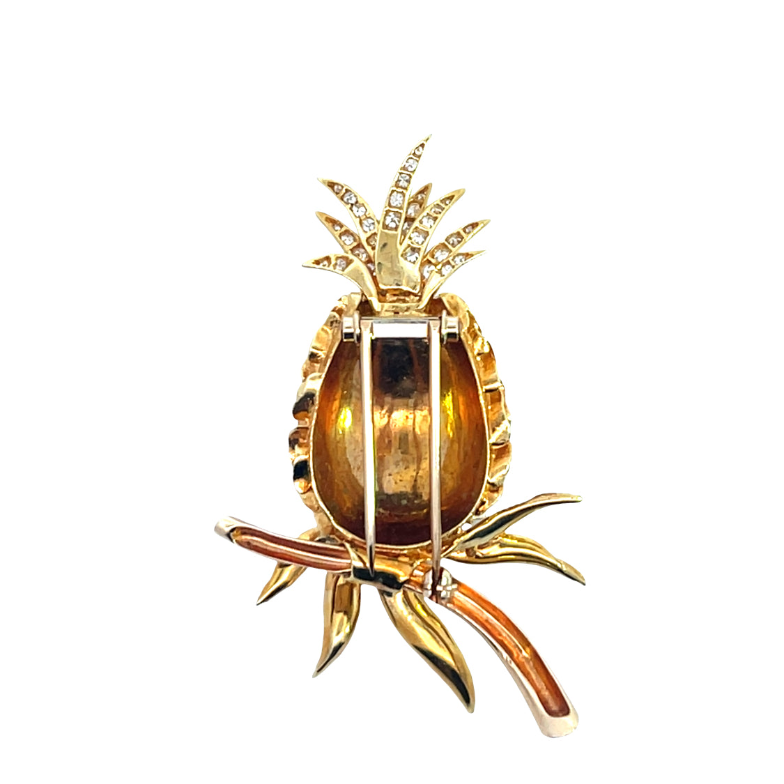 Modern 18KY gold and diamond pineapple dress clip